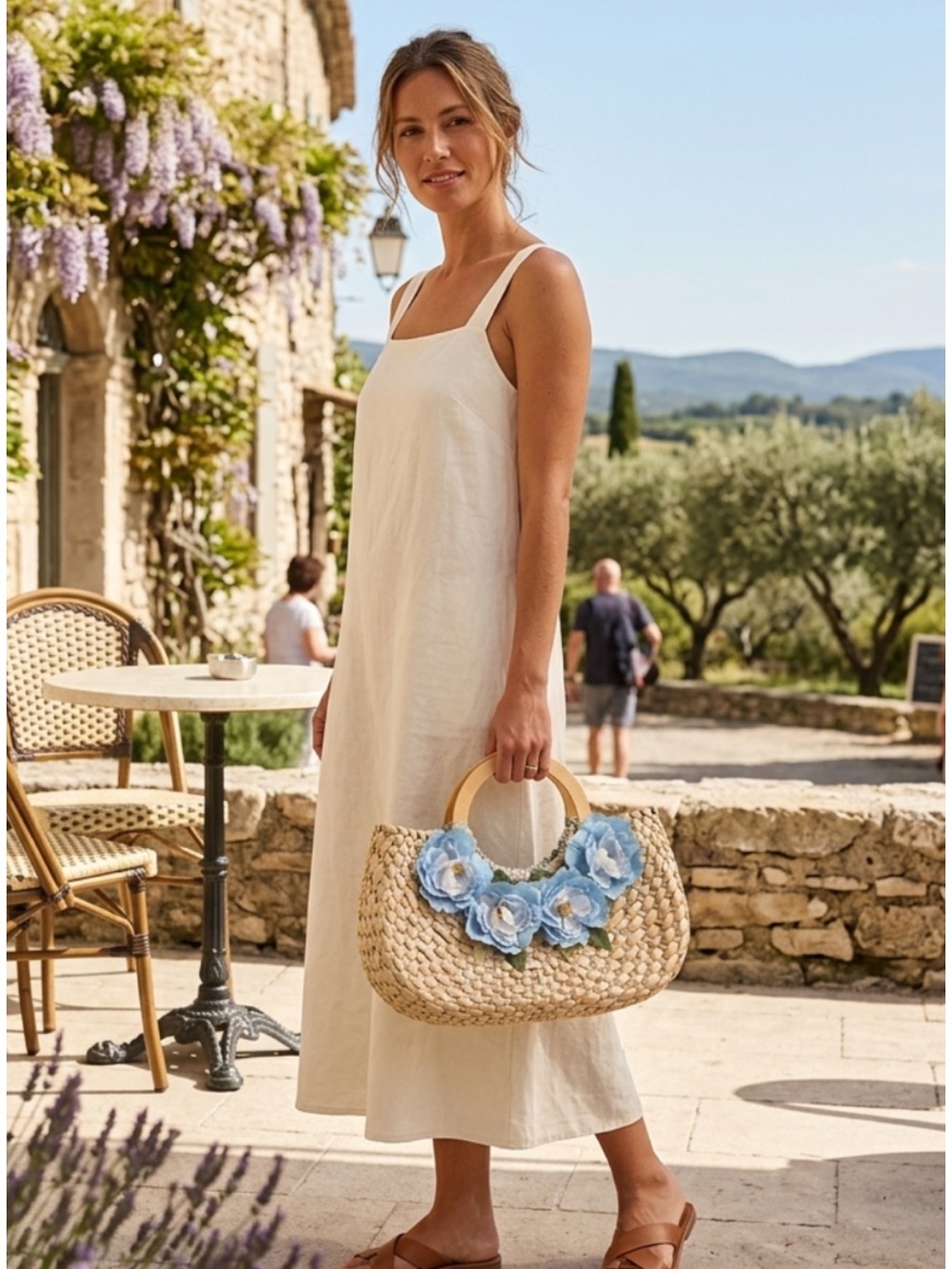Woman straw bag made in France